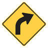 Curve warning sign