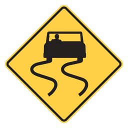 Slippery when wet warning sign